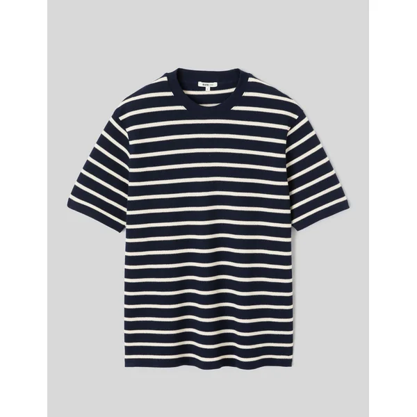 T-shirt matière gaufrée Bleu foncé