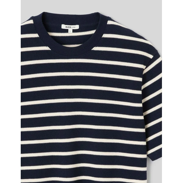 T-shirt matière gaufrée Bleu foncé