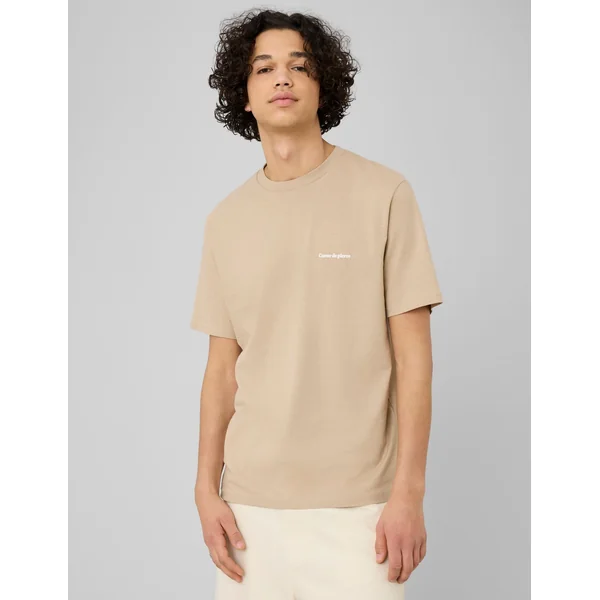 T-shirt message poitrine Beige