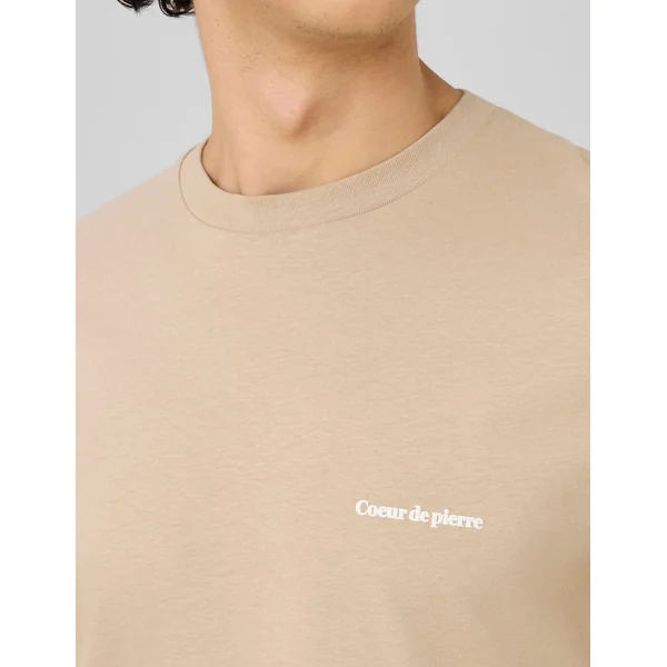 T-shirt message poitrine Beige