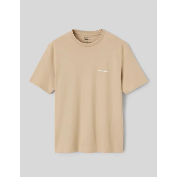 T-shirt message poitrine Beige