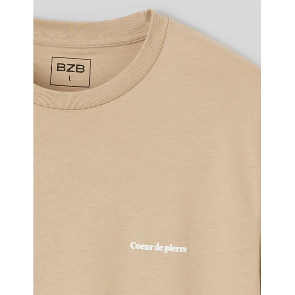 T-shirt message poitrine Beige