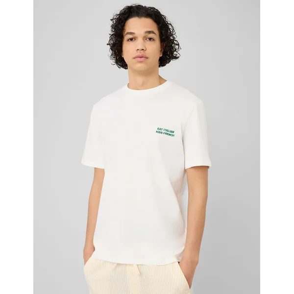 T-shirt message poitrine Blanc écru
