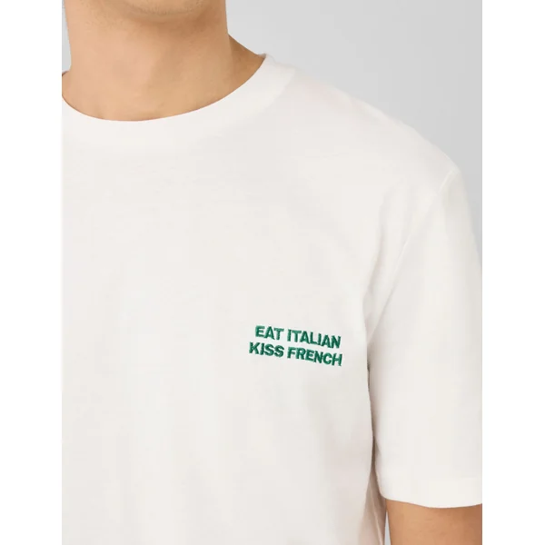 T-shirt message poitrine Blanc écru