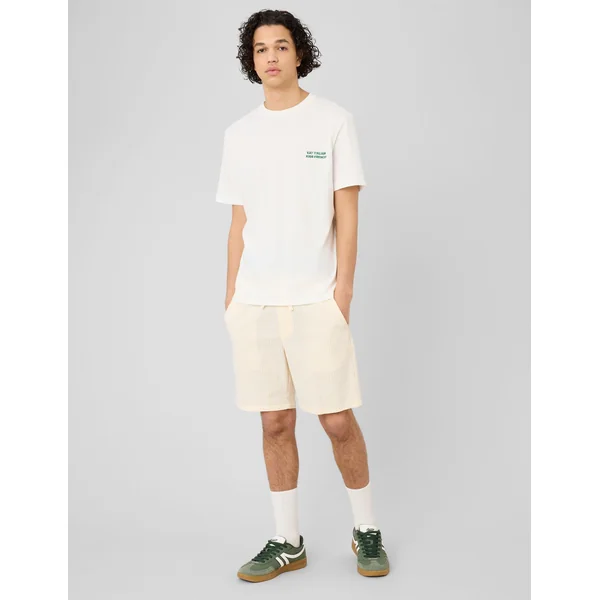 T-shirt message poitrine Blanc écru