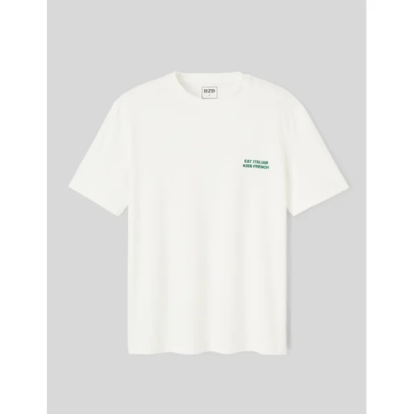 T-shirt message poitrine Blanc écru