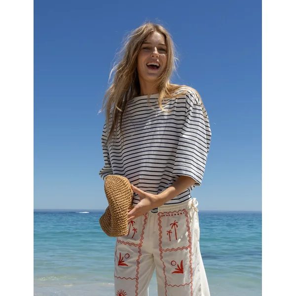 T-shirt oversize rayé Bleu foncé