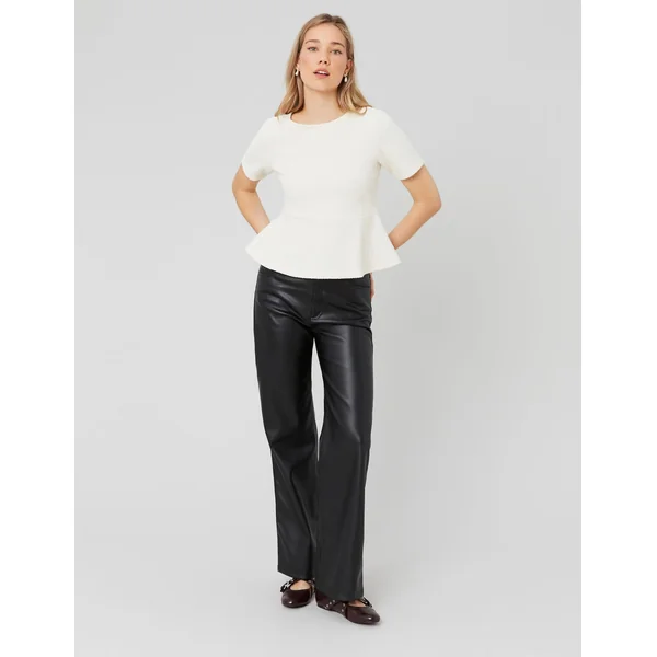 T-shirt peplum en tweed Ecru