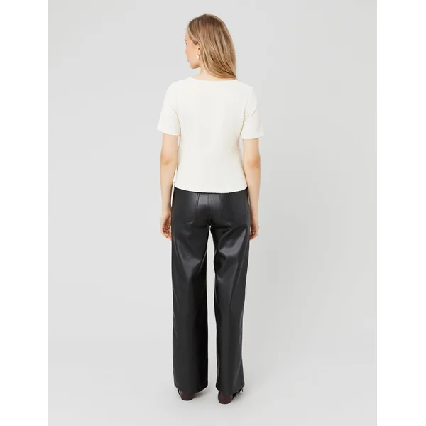 T-shirt peplum en tweed Ecru
