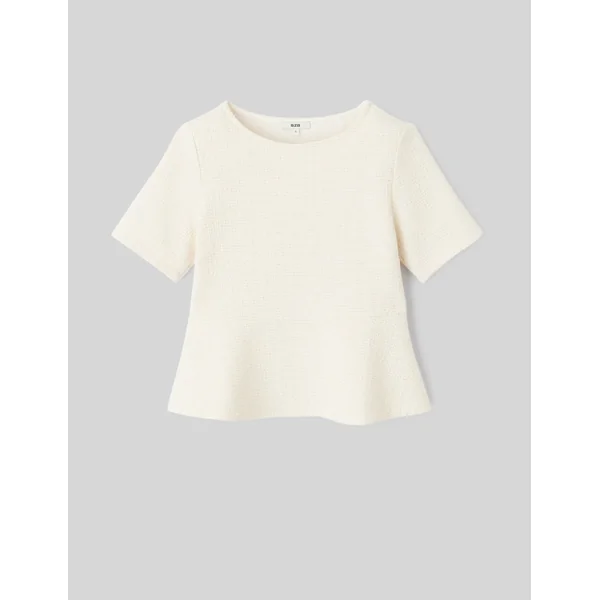 T-shirt peplum en tweed Ecru