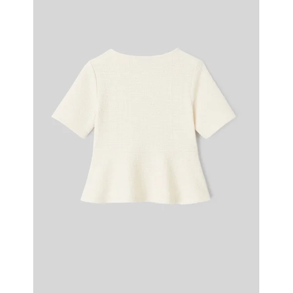 T-shirt peplum en tweed Ecru