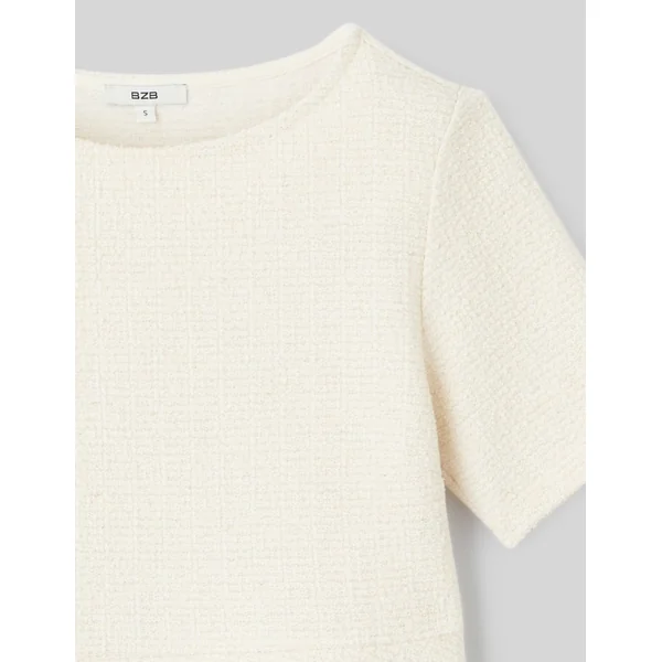 T-shirt peplum en tweed Ecru