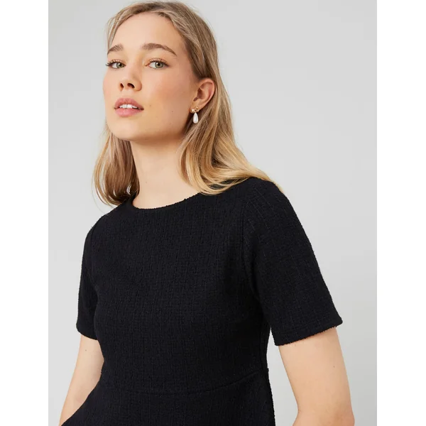 T-shirt peplum en tweed Noir