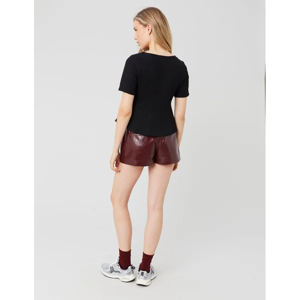 T-shirt peplum en tweed Noir
