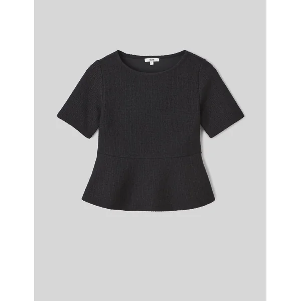T-shirt peplum en tweed Noir