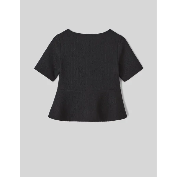 T-shirt peplum en tweed Noir