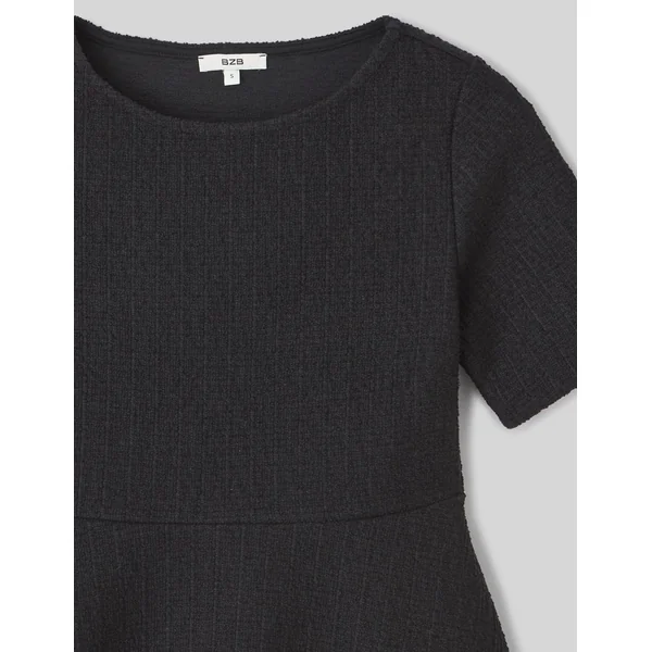 T-shirt peplum en tweed Noir
