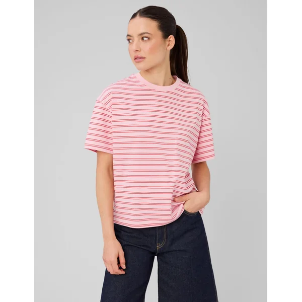 T-shirt rayé et imprimé Rose