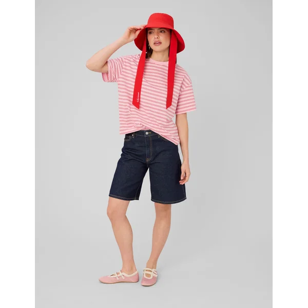 T-shirt rayé et imprimé Rose