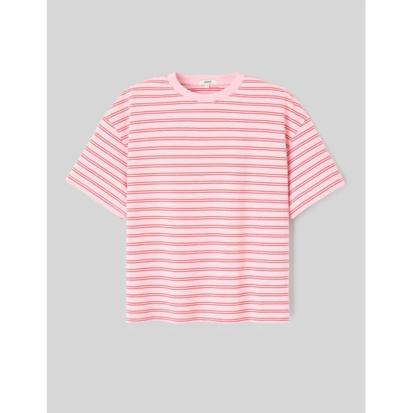 T-shirt rayé et imprimé Rose