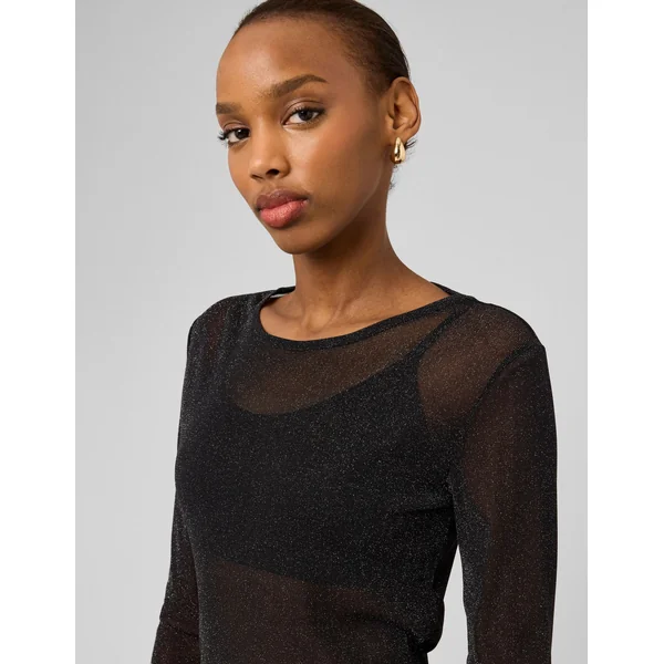T-shirt resille pailleté Noir