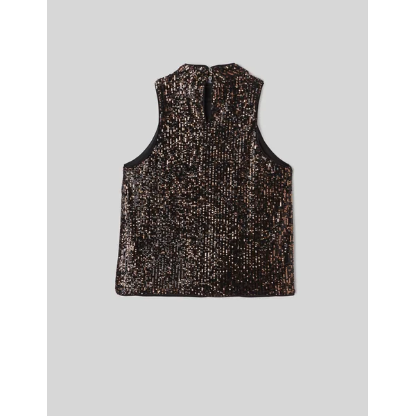 T-shirt sans manches à sequins Marron
