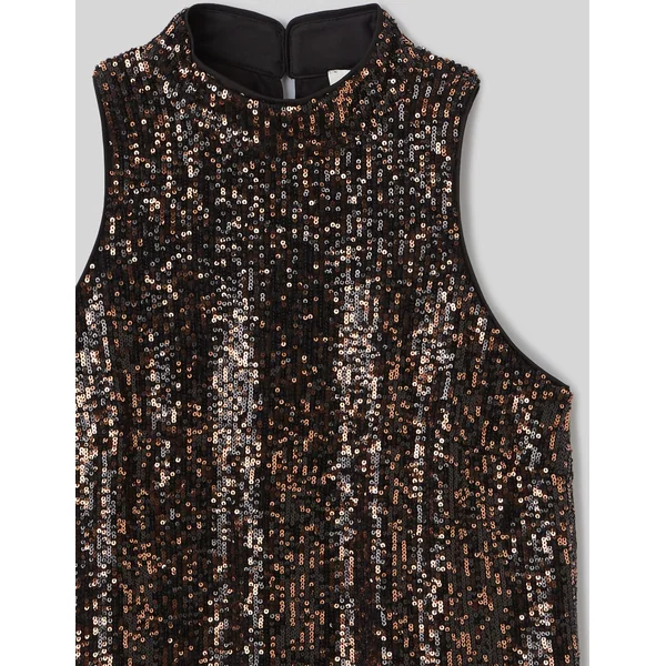 T-shirt sans manches à sequins Marron