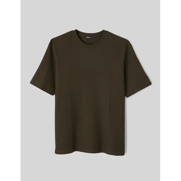 T-shirt texturé Kaki foncé