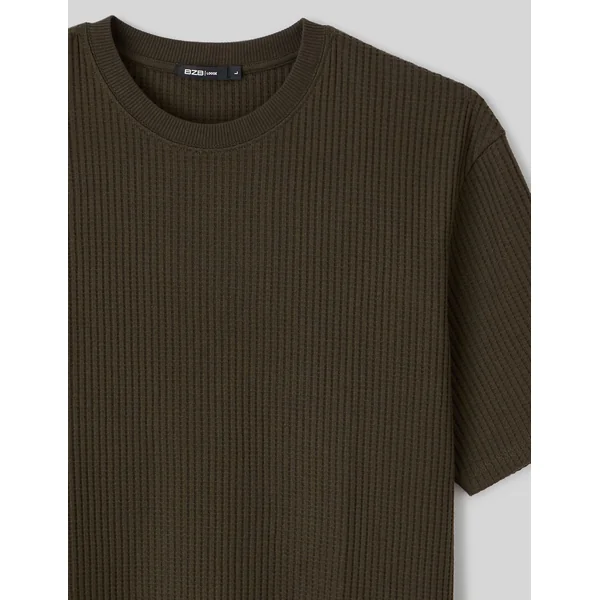 T-shirt texturé Kaki foncé