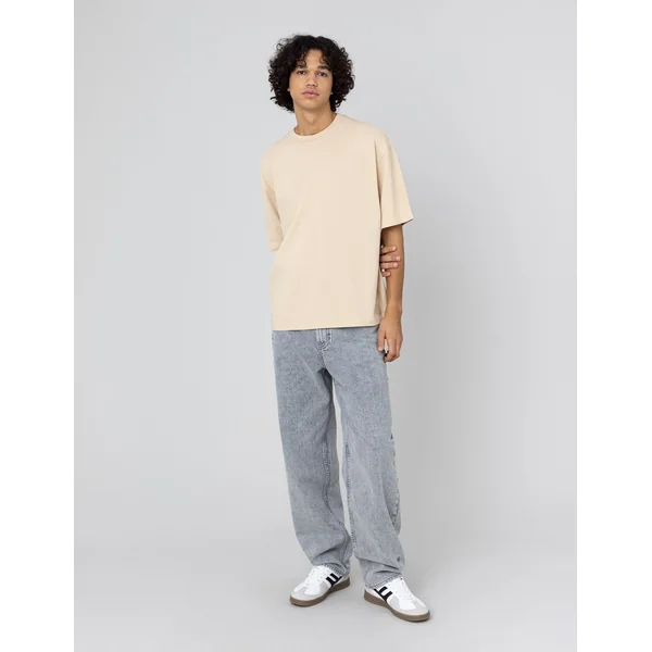 T-shirt uni et logo Blanc cassé