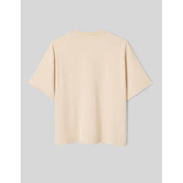 T-shirt uni et logo Blanc cassé