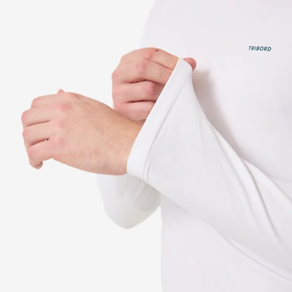 T-shirt voile anti-uv manches longues sailing 500 homme, blanc