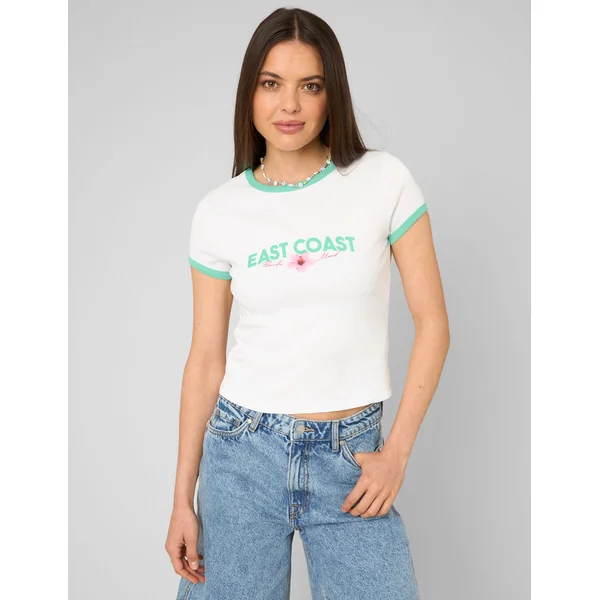 T-shirt à bords contrastants Blanc