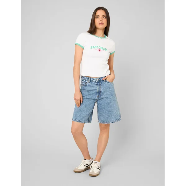 T-shirt à bords contrastants Blanc