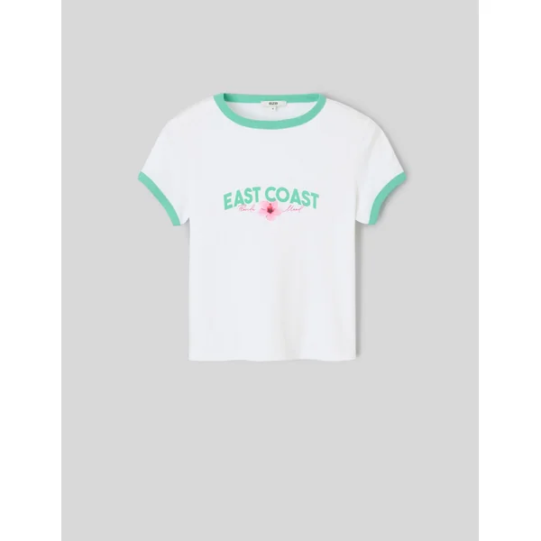T-shirt à bords contrastants Blanc