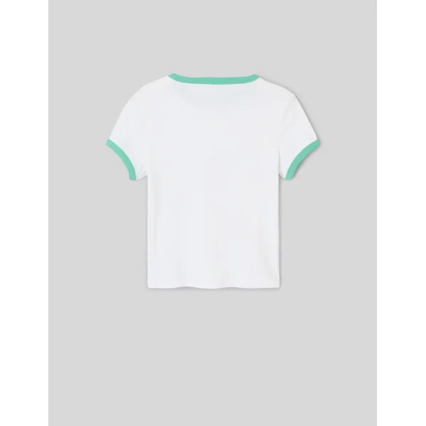 T-shirt à bords contrastants Blanc