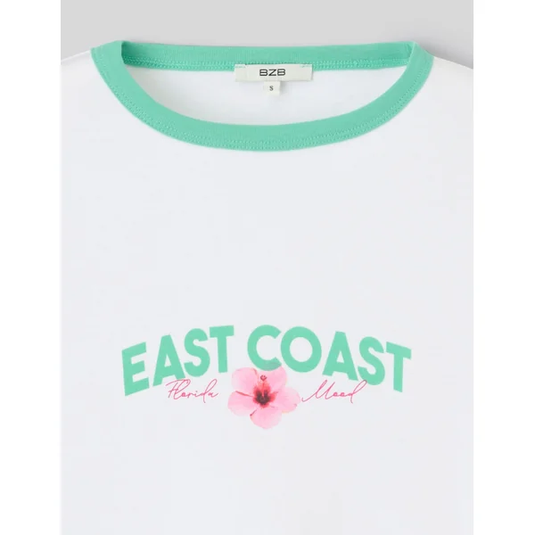 T-shirt à bords contrastants Blanc