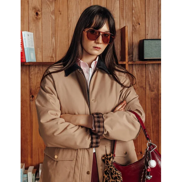 Veste avec col velours côtelé brown
