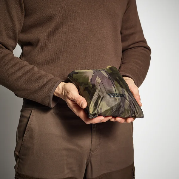 Veste chasse imperméable legere camo verte 100