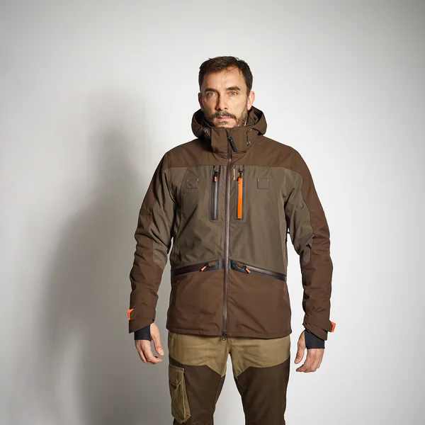 VESTE CHASSE IMPERMÉABLE RENFORT MARRON 900 BÉCASSE