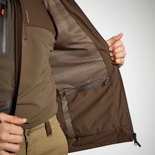 VESTE CHASSE IMPERMÉABLE RENFORT MARRON 900 BÉCASSE