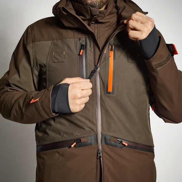 VESTE CHASSE IMPERMÉABLE RENFORT MARRON 900 BÉCASSE