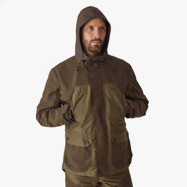 Veste de chasse impermeable bois 520 bicolore