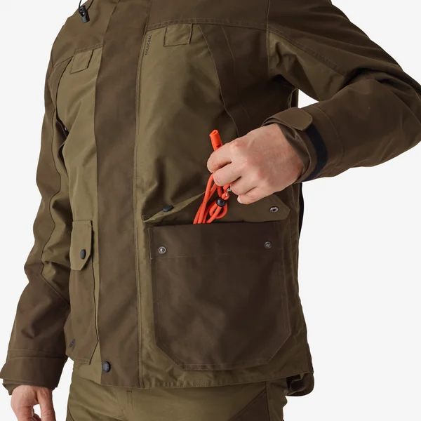 Veste de chasse impermeable bois 520 bicolore