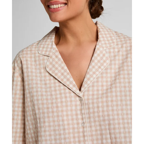 Veste de Pyjama Dobby en Coton Tissé - Beige