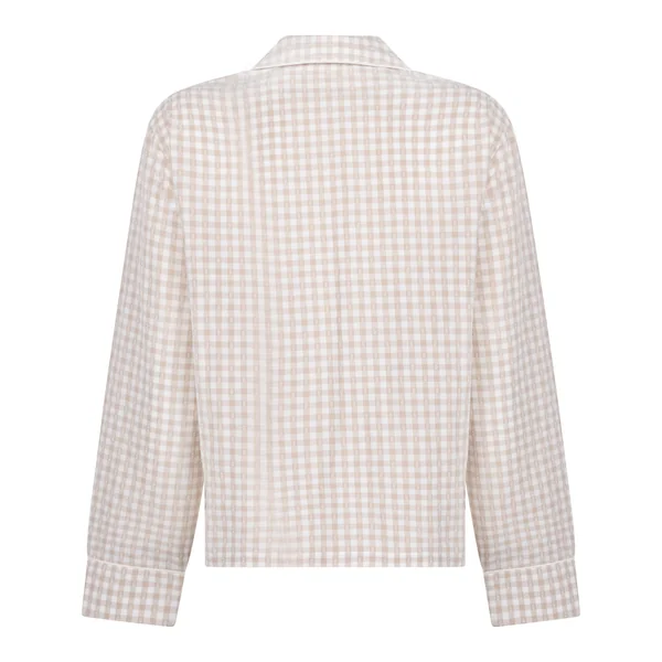 Veste de Pyjama Dobby en Coton Tissé - Beige