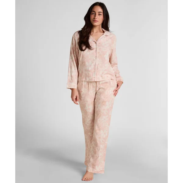 Veste de Pyjama en Lin à Fleurs - Rose