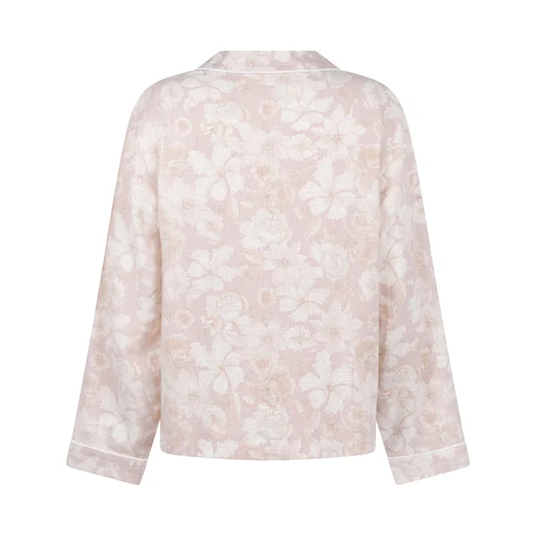 Veste de Pyjama en Lin à Fleurs - Rose