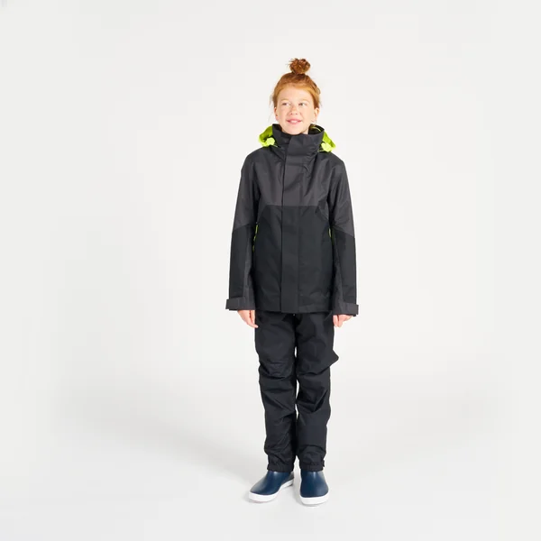 Veste de quart imperméable coupe-vent de voile Enfant SAILING 500 Gris foncé
