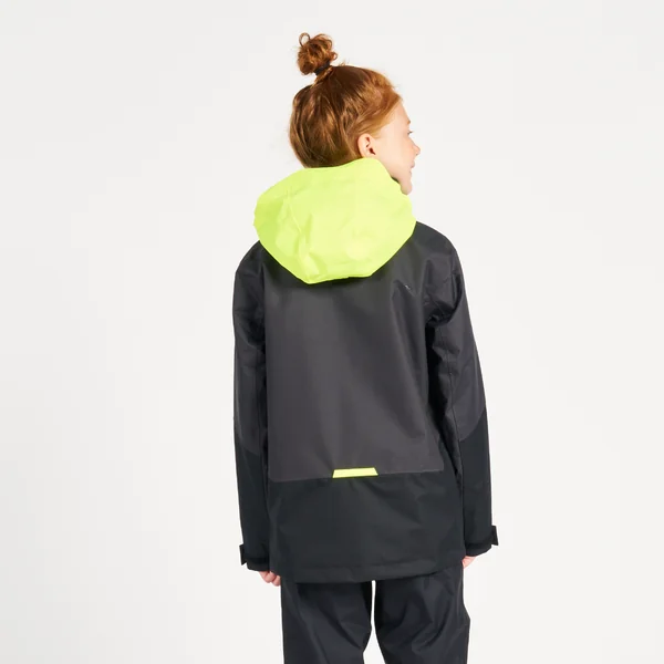 Veste de quart imperméable coupe-vent de voile Enfant SAILING 500 Gris foncé